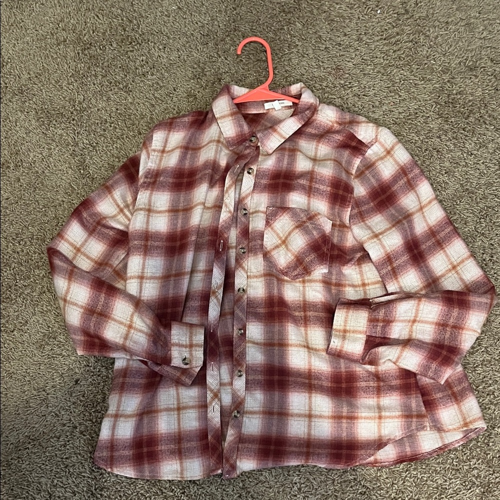 Maurices Red and Cream Checkered Shirt